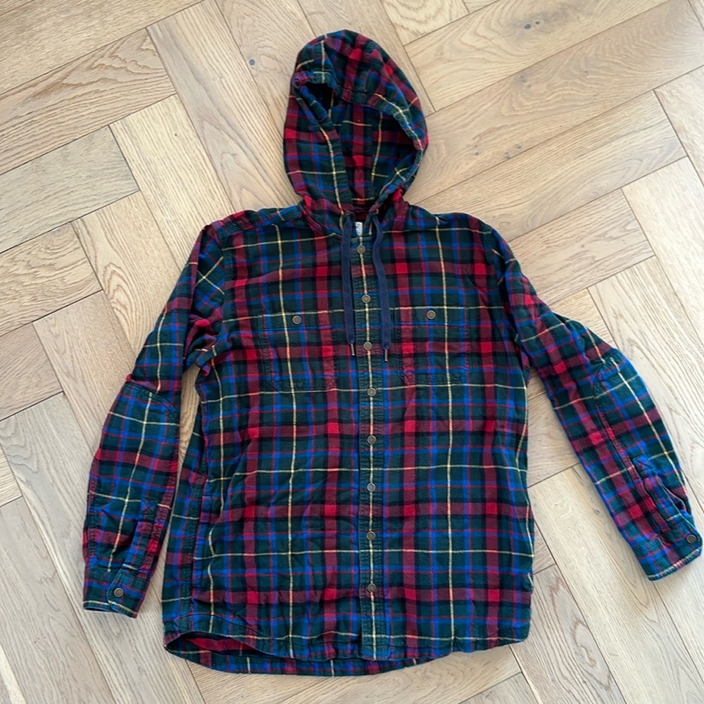 LL Bean plaid flannel hoodie